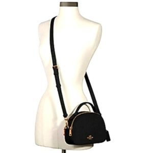 COACH SERENA CROSSGRAIN LEATHER SATCHEL BLACK